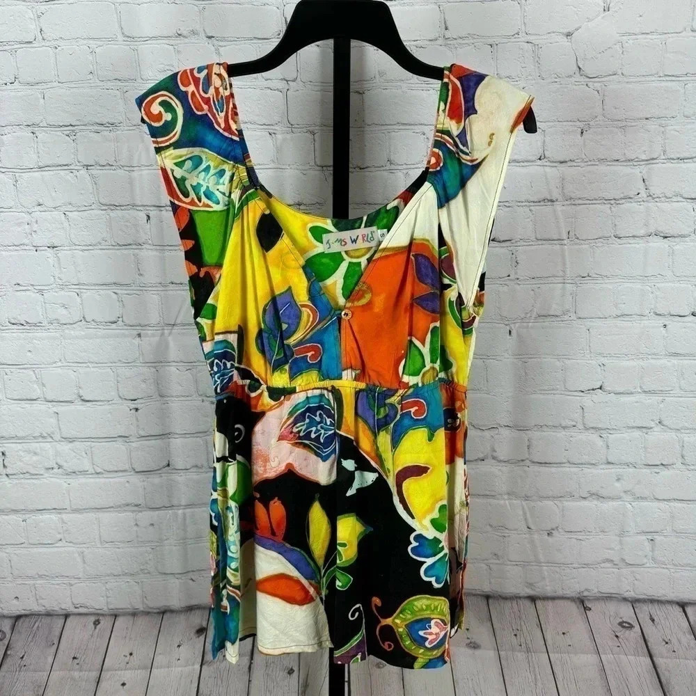 Jams World Multicolor Floral Button Front Tank Size Small - Picture 1 of 6